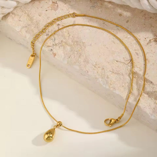 Sliding Water Droplet Pendant Necklace for Women